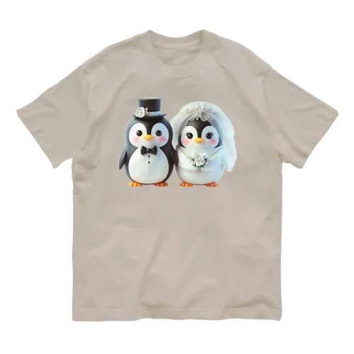 可愛い新婚ペンギンちゃん Organic Cotton T-Shirt