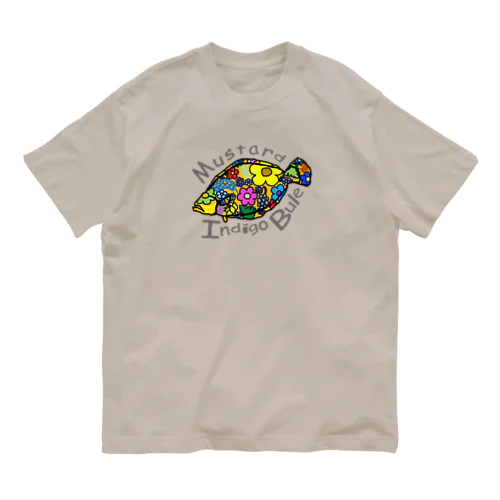 ヒラメ×花柄 オーガニックコットンTシャツ