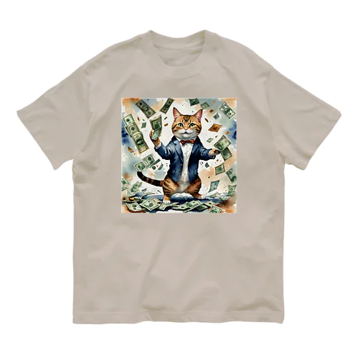 猫社長 オーガニックコットンTシャツ