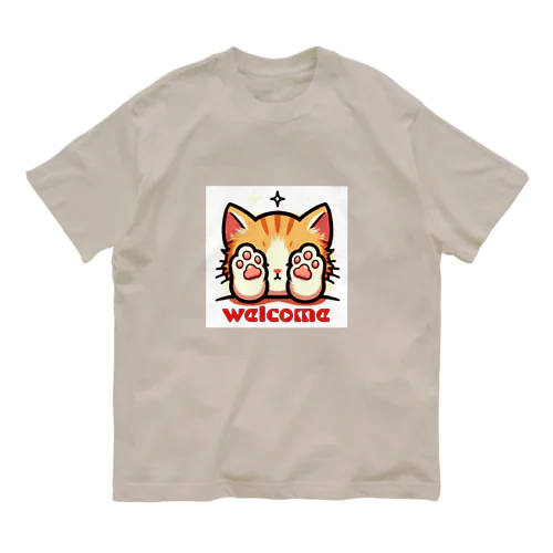 肉球で目隠し猫ちゃん オーガニックコットンTシャツ