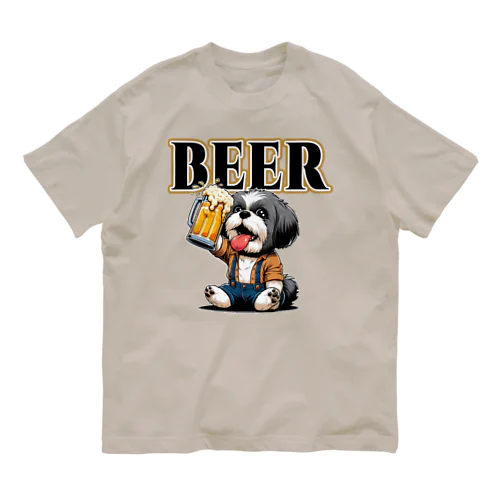 "愛犬と一緒にビールタイム♪" オーガニックコットンTシャツ