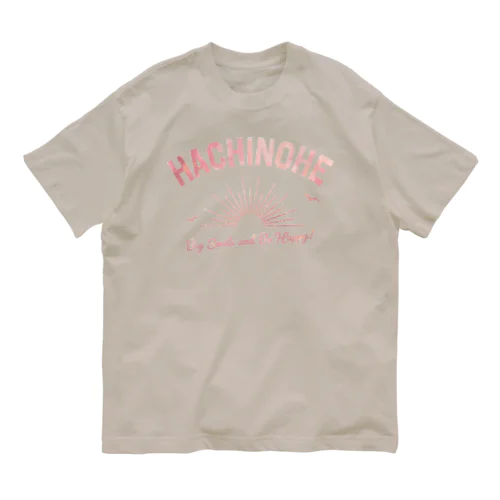 八戸ロゴ(ローズピンク) オーガニックコットンTシャツ