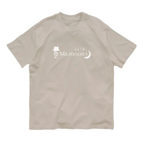 月夜と音とMr.moon 白色ロゴ Organic Cotton T-Shirt