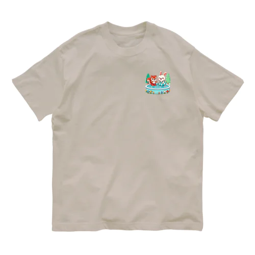 リスちゃんとウサギちゃんの水泳大好き Organic Cotton T-Shirt