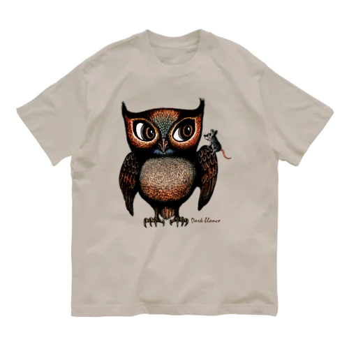 Dark blanco "Owl" オーガニックコットンTシャツ