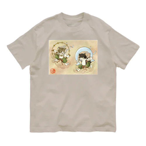 風猫雷猫図屏風 Organic Cotton T-Shirt