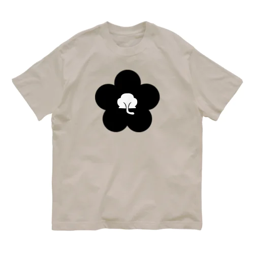 動物家紋。H.T.（裏梅ネコ尻）黒 Organic Cotton T-Shirt