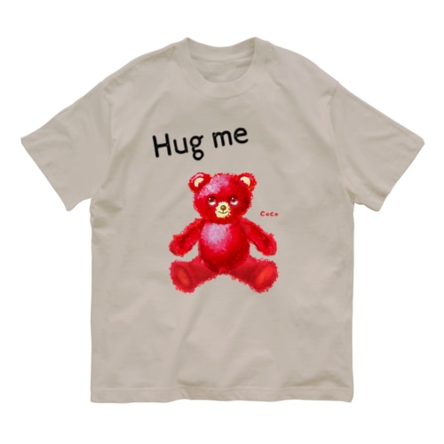 【Hug me】（赤くま） Organic Cotton T-Shirt