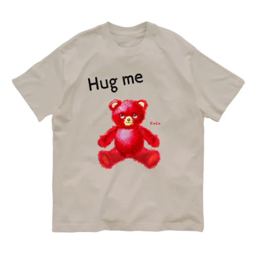 【Hug me】（赤くま） オーガニックコットンTシャツ