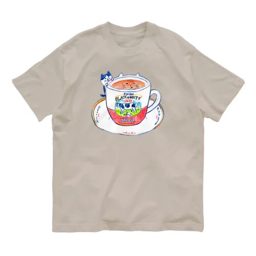 猫香港式ミルクティー オーガニックコットンTシャツ