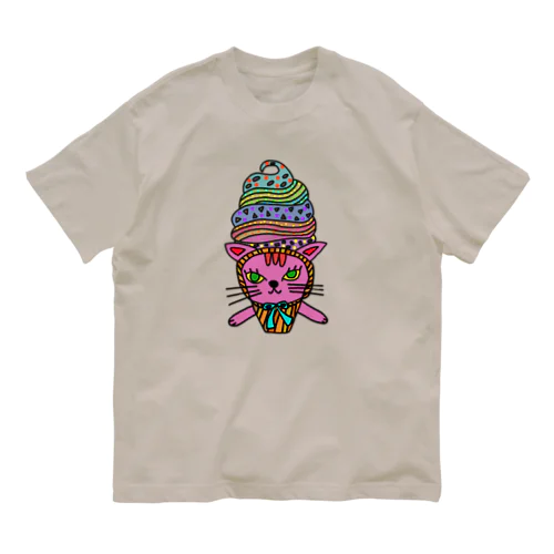 ソフトクリームピンクネコ Organic Cotton T-Shirt