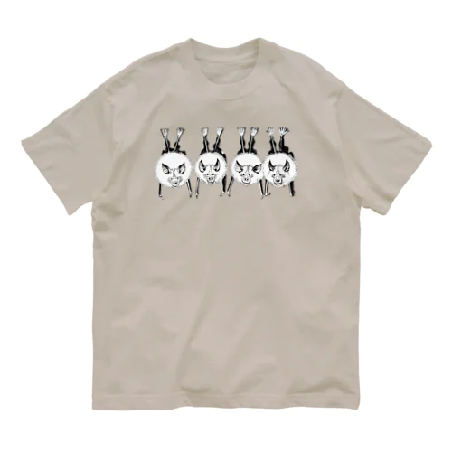 キクガシラコウモリ４匹（ペン画）濃い地用 Organic Cotton T-Shirt