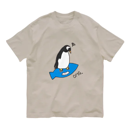 体重を気にするペンギン オーガニックコットンTシャツ