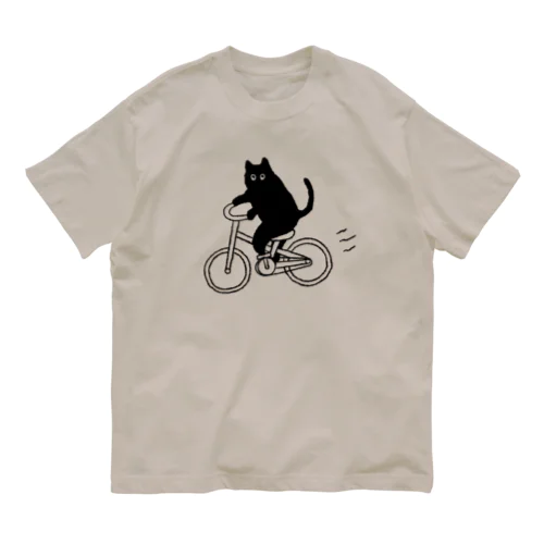 自転車に乗ったねこ Cycling cat オーガニックコットンTシャツ