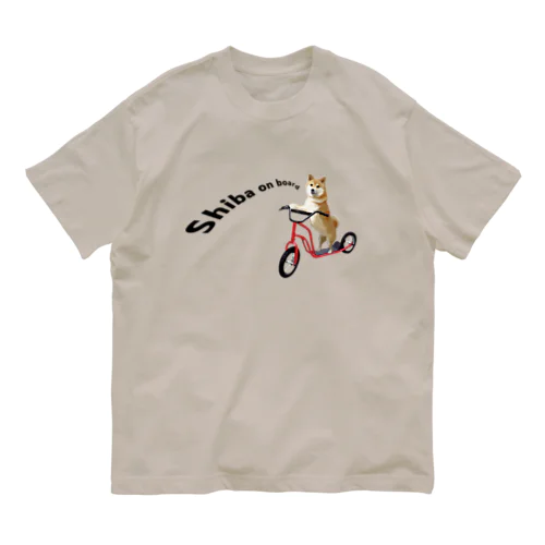 キックボードに乗った柴犬 Organic Cotton T-Shirt