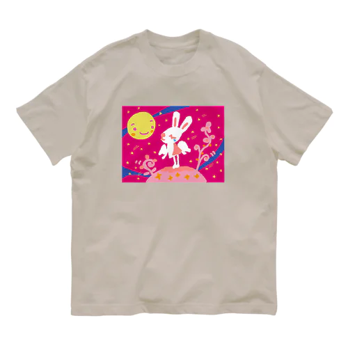 宇宙うさぎのインディゴーランちゃん Organic Cotton T-Shirt