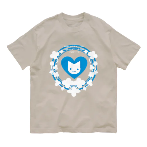 保護猫活動アピールグッズ(青)白抜き オーガニックコットンTシャツ