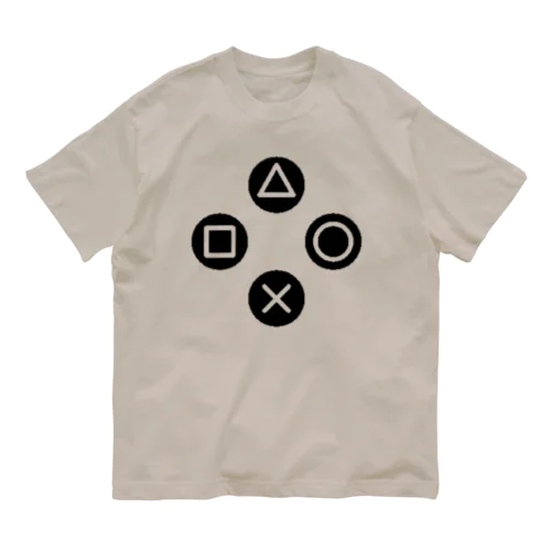 ゲームコントローラーボタン風　ー両面ﾌﾟﾘﾝﾄ Organic Cotton T-Shirt