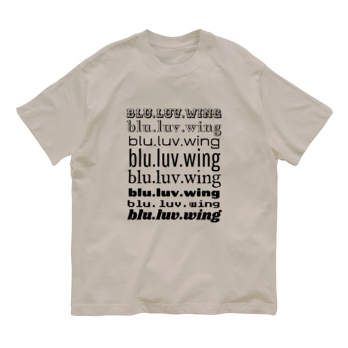 blu.luv.wing 黒文字 Organic Cotton T-Shirt