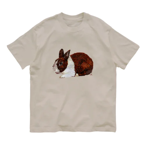 フワフワうさぎ（茶色） オーガニックコットンTシャツ