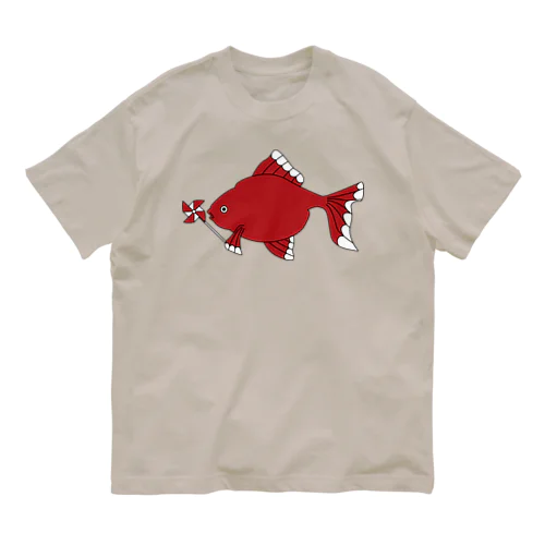 風車赤金魚 オーガニックコットンTシャツ