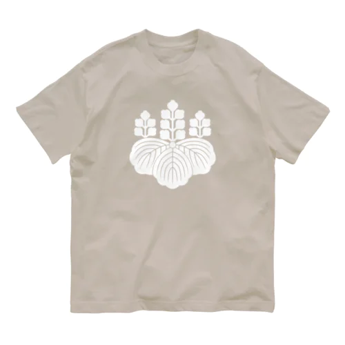 豊臣秀吉/太閤/五七の桐/ホワイト オーガニックコットンTシャツ