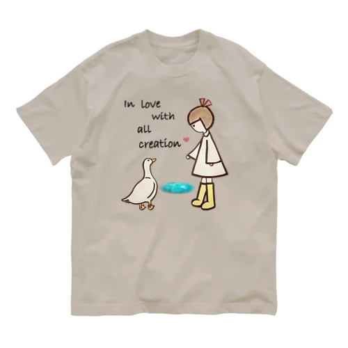 女の子とガチョウちゃん オーガニックコットンTシャツ