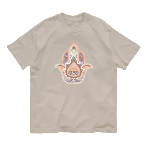 誕生石色✋ハムサの手（6月・真珠） Organic Cotton T-Shirt