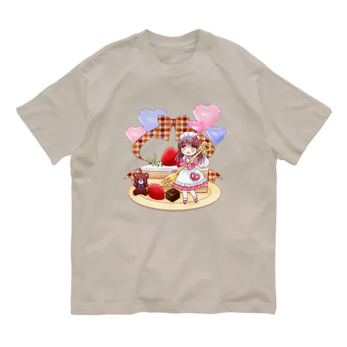 苺ショートケーキ（チェックリボン） オーガニックコットンTシャツ