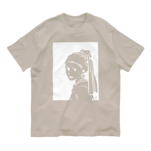 【白プリント】真珠の耳飾りの少女 Organic Cotton T-Shirt