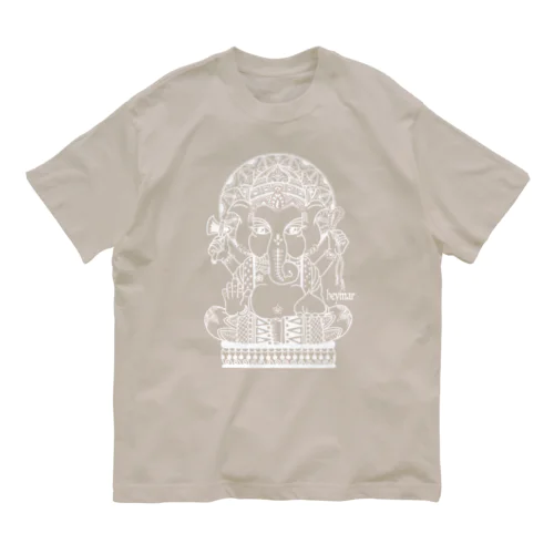 ガネーシャ　しろ オーガニックコットンTシャツ