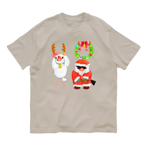 クリスマスの準備文鳥ず オーガニックコットンTシャツ