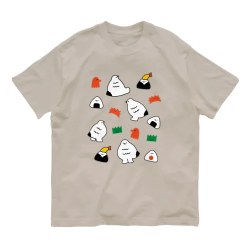 ライチョウさんとおにぎり（縁取りあり) Organic Cotton T-Shirt