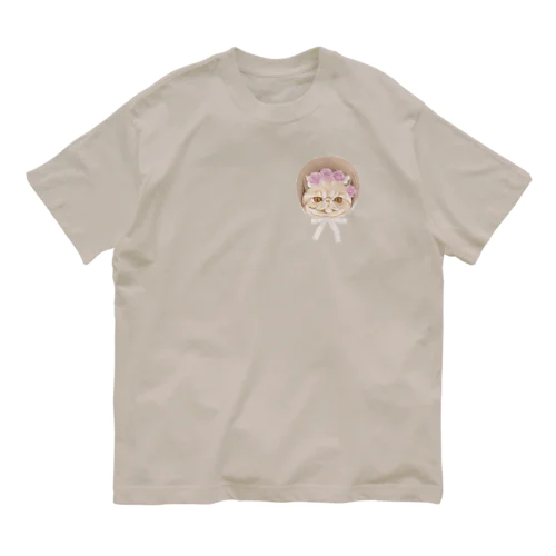 Exotic shorthair×ボンネット帽 オーガニックコットンTシャツ