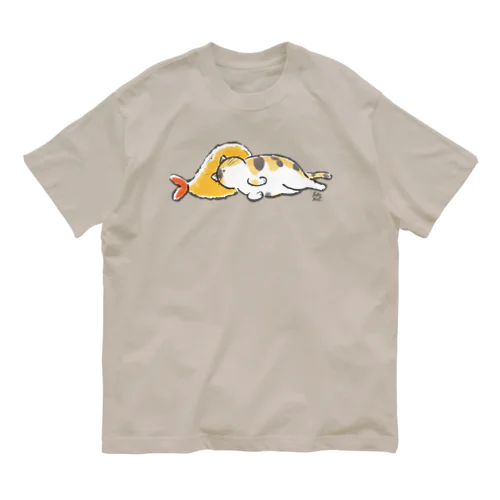 ピスピスゆーて寝るネコ【しまミケ】 オーガニックコットンTシャツ