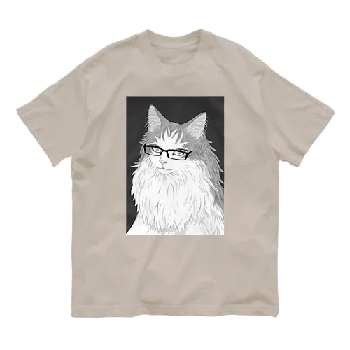 眼鏡ニャン子（めがねにゃんし） オーガニックコットンTシャツ