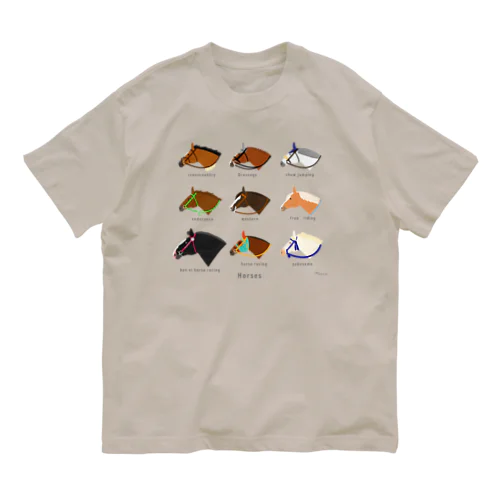 Horses A オーガニックコットンTシャツ