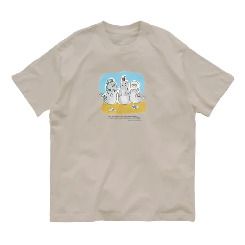 海ゴミに悩むアザラシ3兄弟 Organic Cotton T-Shirt