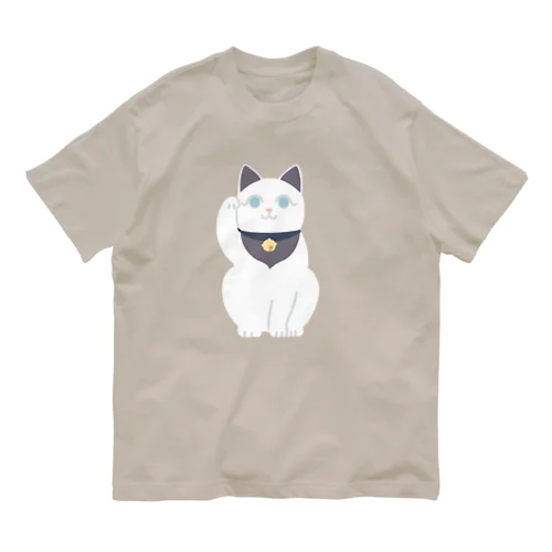 招き猫　白 Organic Cotton T-Shirt