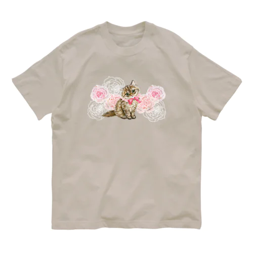 薔薇とチンチラゴールデン Organic Cotton T-Shirt