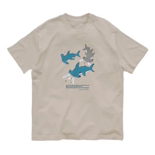 マイクロプラスチックとハンマーヘッドシャーク オーガニックコットンTシャツ