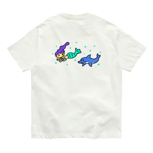 人魚姫と仲良しイルカ オーガニックコットンTシャツ