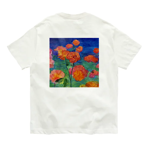 着る絵画　薔薇　と　薔薇の微笑みグッズ オーガニックコットンTシャツ