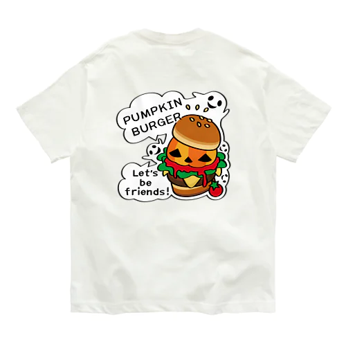 バックプリント Gz かぼちゃバーガーA オーガニックコットンTシャツ