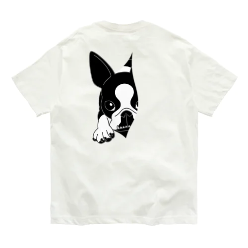 バックプリント:飛び出すボストンテリア[v2.8k] Organic Cotton T-Shirt