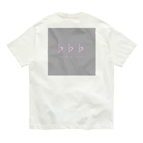 ピンク字（背景グレー） オーガニックコットンTシャツ