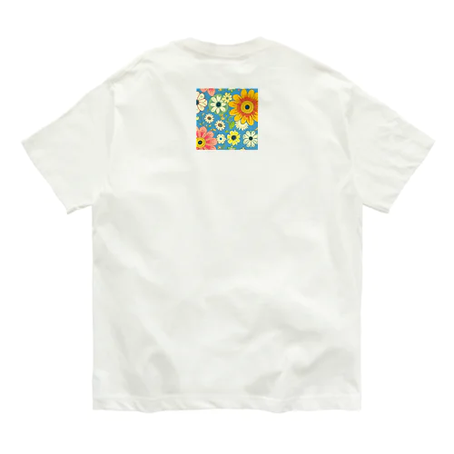 北欧風フラワー（水色） Organic Cotton T-Shirt