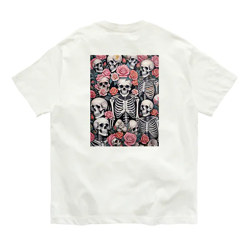 薔薇とドクロ オーガニックコットンTシャツ