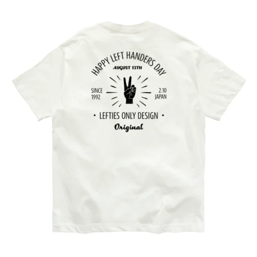 [★バック] HAPPY LEFT HANDERS DAY(文字ブラック) オーガニックコットンTシャツ