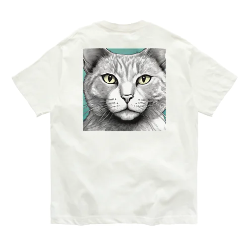 ドアップ猫 オーガニックコットンTシャツ